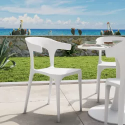 Sedia da giardino con braccioli design in polipropilene bianco - Dibra