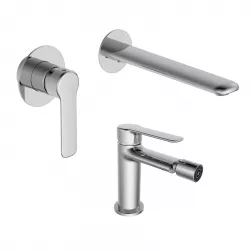 Set miscelatore lavabo a muro e bidet cromo – Tila