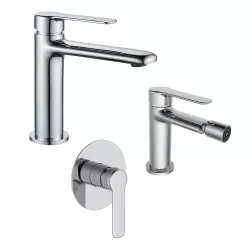 Set miscelatore lavabo bidet e incasso doccia cromo - Tila