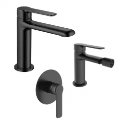 Set miscelatore lavabo bidet e incasso doccia nero - Tila