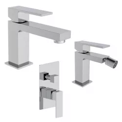 Set miscelatore lavabo bidet e incasso doccia con deviatore cromo – Tiamat