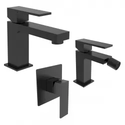 Set miscelatore lavabo bidet e incasso doccia nero – Tiamat