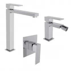 Set miscelatore lavabo alto e bidet con incasso doccia cromo – Tiamat