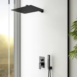 Set incasso doccia con deviatore e doccino con braccio doccia 40 cm e soffione 40x30 cm nero – Tiamat