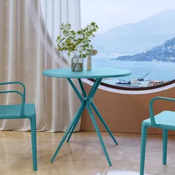 Tavolo da pranzo rotondo 80 cm in polipropilene blu maldive - Barton