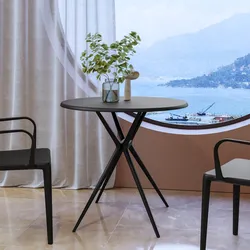 Tavolo da pranzo rotondo 80 cm in polipropilene nero - Barton