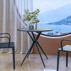 Tavolo da pranzo rotondo 80 cm in polipropilene blu - Barton