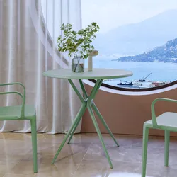 Tavolo da pranzo rotondo 80 cm in polipropilene verde giada - Barton