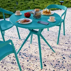 Tavolo da giardino rotondo 80 cm in polipropilene blu maldive - Barton