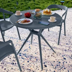 Tavolo da giardino rotondo 80 cm in polipropilene blu - Barton