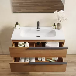 Tidyard Mobile Bagno con Lavabo Integrato,Mobile Bagno Sospeso,Mobile  Sottolavabo,Mobile sotto lavabo Bagno,Mobile da Bagno,Mobiletti con Lavabo  Rovere Marrone Legno Multistrato : : Casa e cucina