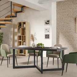 Tavolo 180x90 cm top in legno con motivo a spina grigio porfido - Xenia
