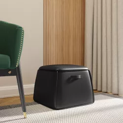 Pouf contenitore 50x40h cm in similpelle nero - Furundo