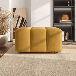 Maxi pouf 70x74 cm in tessuto giallo ocra - Leben