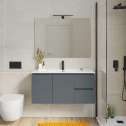 Mobile bagno sospeso 100 cm con doppia anta e doppio cassetto carta da zucchero – Compact