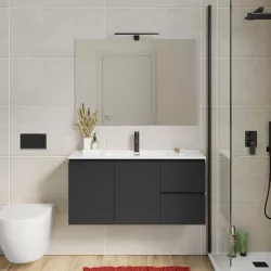 Mobile bagno sospeso 100 cm con doppia anta e doppio cassetto antracite lucido  – Compact