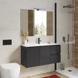 Mobile bagno sospeso 70 cm con doppio cassetto antracite - Compact