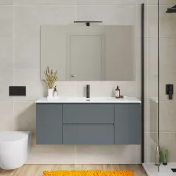 Mobile bagno sospeso 120 cm con doppia anta e doppio cassetto carta da zucchero – Compact