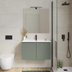 Mobile bagno sospeso 80 cm con doppia anta verde street – Compact