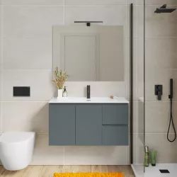 Mobile bagno sospeso 90 cm con doppia anta e doppio cassetto carta da zucchero – Compact