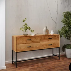 Madia 145x80h cm in legno di acacia con 4 cassetti - Basuki