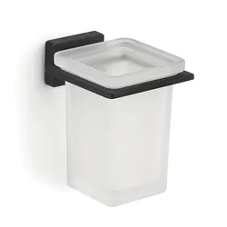 Portaspazzolini a muro in acciaio inox nero e vetro satinato - Atena di Gedy
