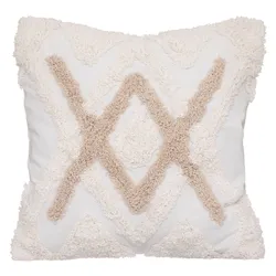 Copricuscino 40x40 cm taftato in cotone beige