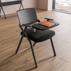 Sedia da meeting con scrittoio e seduta imbottita nera - Efficy