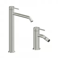 Set miscelatore lavabo alto e bidet acciaio inox 316L – Pure