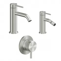 Set miscelatore lavabo e bidet con incasso doccia acciaio inox 316L – Pure