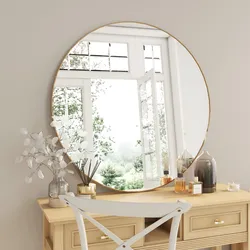 Specchio da interno rotondo 100 cm con cornice in alluminio finitura oro bronzato - Talas