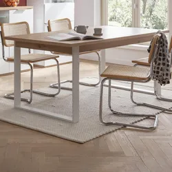 Tavolo da pranzo allungabile 180-240x90 cm top rovere artisan 30 mm e metallo bianco - Boras living