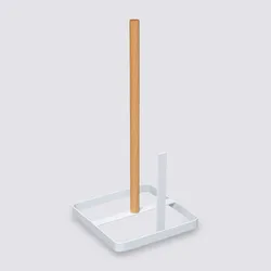 Portarotolo da cucina 15x30h cm in metallo bianco e legno