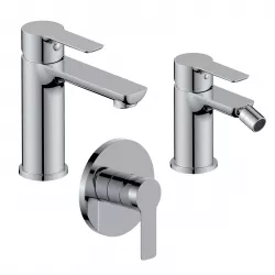 Set miscelatore lavabo e bidet con incasso doccia cromo – Key