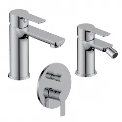 Set miscelatore lavabo e bidet con incasso doccia con deviatore cromo – Key