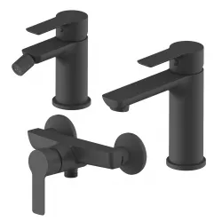 Set miscelatore lavabo e bidet con esterno doccia nero – Key