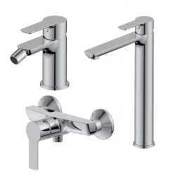 Set miscelatore lavabo alto e bidet con esterno doccia cromo – Key