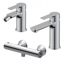 Set miscelatore lavabo e bidet con esterno doccia termostatico cromo – Key