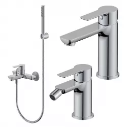 Set miscelatore lavabo e bidet con esterno vasca cromo – Key