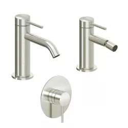 Set miscelatore lavabo e bidet con incasso doccia spazzolato – Ran