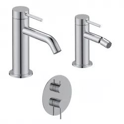 Set miscelatore lavabo e bidet con incasso doccia con deviatore cromo – Ran