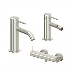 Set miscelatore lavabo e bidet con esterno doccia spazzolato – Ran