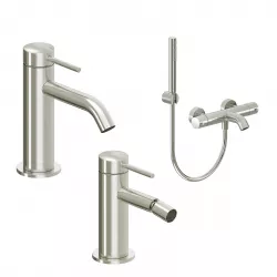 Set miscelatore lavabo e bidet con esterno vasca spazzolato – Ran