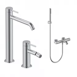 Set miscelatore lavabo alto e bidet con esterno vasca cromo – Ran