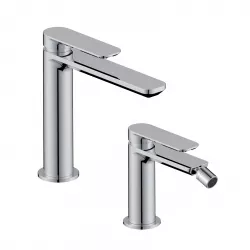 Set miscelatore lavabo bocca lunga e bidet cromo – Fusion