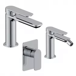 Set miscelatore lavabo e bidet con incasso doccia cromo – Fusion