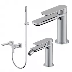 Set miscelatore lavabo e bidet con esterno vasca cromo – Fusion