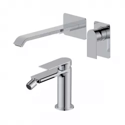 Set miscelatore lavabo a muro canna 25 e bidet cromo – Iota