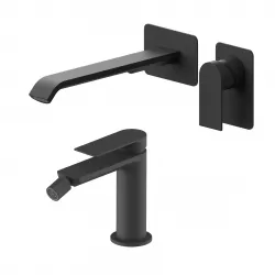 Set miscelatore lavabo a muro canna 25 e bidet nero – Iota