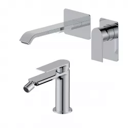 Set miscelatore lavabo a muro canna 20 e bidet cromo – Iota